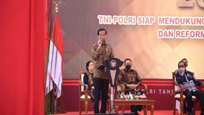 Presiden RI Joko Widodo (Jokowi), dalam pembukaan Rapim TNI Polri 2022