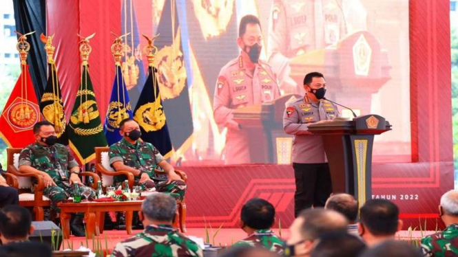 Kapolri Jenderal Listyo Sigit Prabowo dalam acara Rapim TNI-Polri 2022