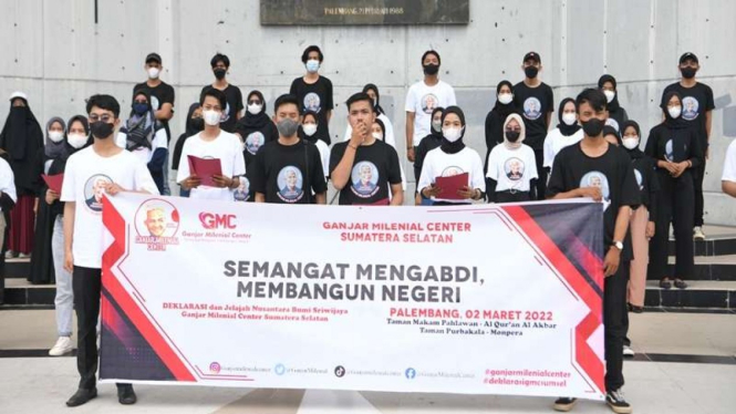 Mahasiswa dan milenial tergabung dalam Ganjar Milenial Sumatera Selatan (Sumsel)