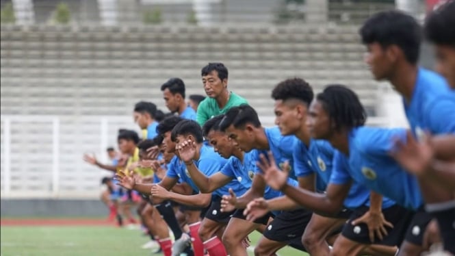 Latihan Timnas Indonesia U-19. 
