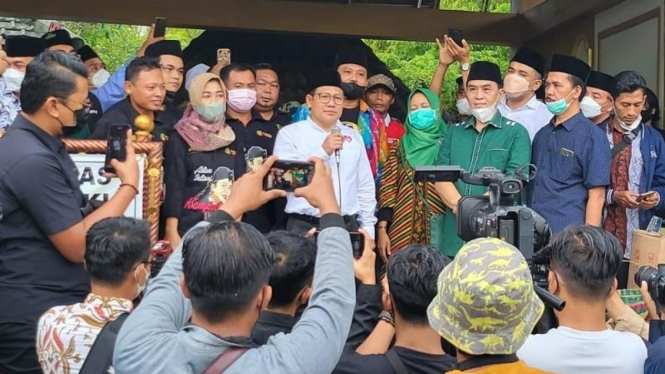 Ketum PKB Muhaimin Iskandar atau Cak Imin saat di Ngawi, Jatim.