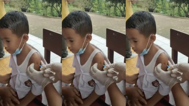 Viral Anak SD Disuntik Jarum Vaksin Tak Mempan 