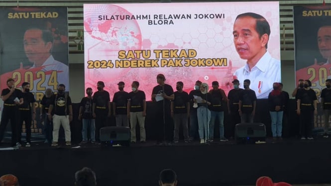 Relawan Jokowi berkumpul di Blora, Jawa Tengah.