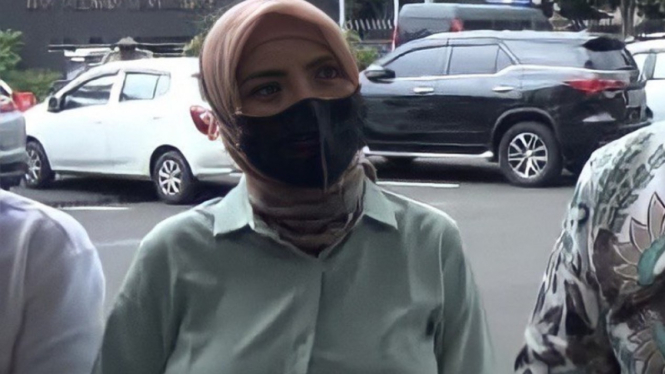 Ayu Aulia di Mapolres Metro Jakarta Selatan.