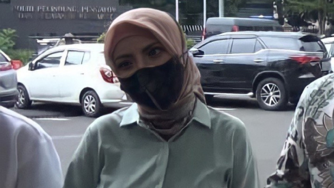 Ayu Aulia di Mapolres Metro Jakarta Selatan.