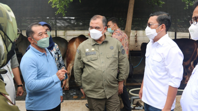 Dirjen PKH, Nasrullah saat mengunjungi beberapa peternakan di Jawa Timur.