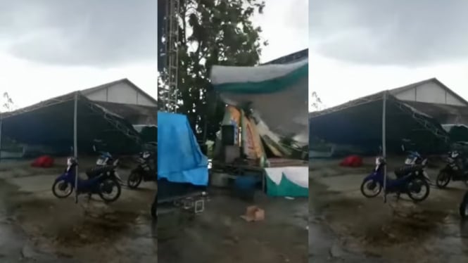 Viral Panggung Pegajian Akbar Ambruk Dihantan Angin  di Lampung