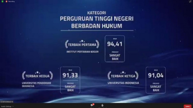 IPB University Raih Penghargaan Terbaik Pertama PTN Berbadan Hukum 2021