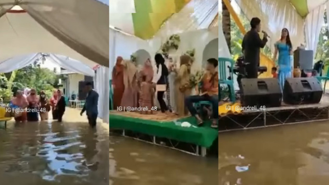 Viral Banjir Genangi Tenda Pernikahan 