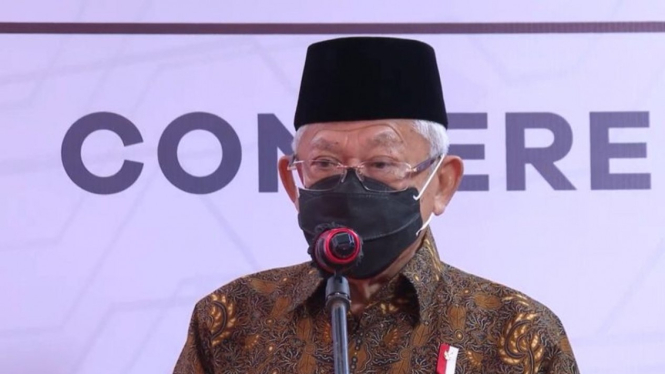 Wakil Presiden Ma'ruf Amin di Pondok Pesantren Al Ittifaq, Bandung, Jawa Barat.