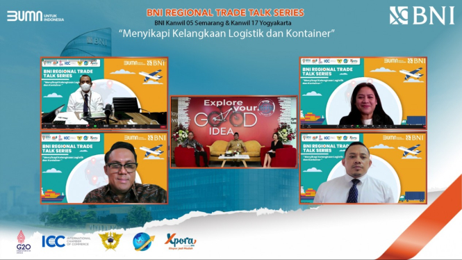Webinar BNI Regional Trade Talk Series - Kanwil 05 Semarang dan Kanwil 17 Yogyakarta dengan tema “Menyikapi Kelangkaan Logistik dan Kontainer”. 