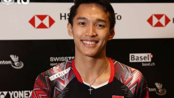 Jonatan Christie sabet gelar Swiss Open 2022.