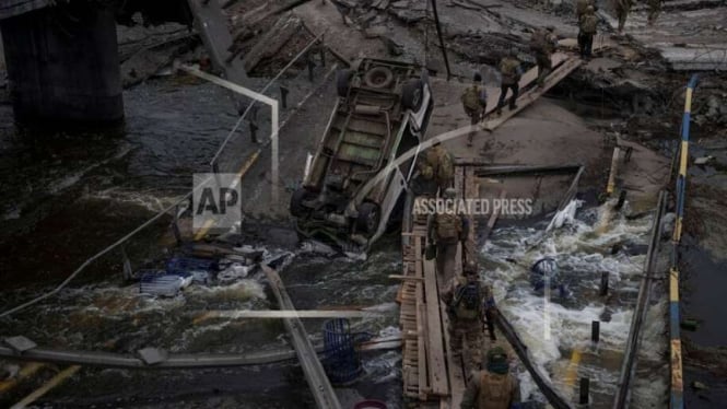 Kondisi Kota Irpin di pinggiran Kiev setelah dibombardir Rusia