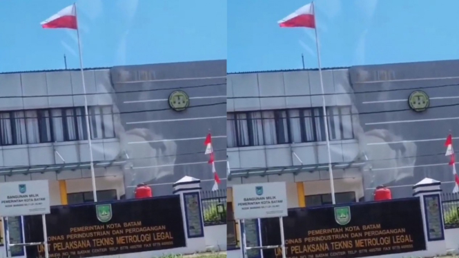 Viral Bendera Indonesia Berkibar Terbalik di kantor Pemerintah