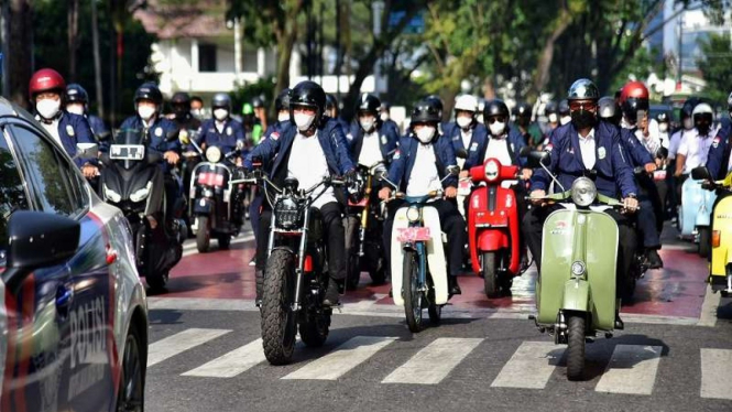 Gubernur Sumut, Edy Rahmayadi saat motoran bersama Bupati dan Wali Kota di Sumut