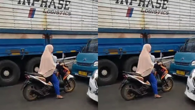 Viral Emak-emak Naik Motor Lawan Arus hingga Angkot Mundur 