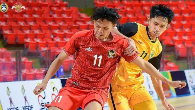 Timnas Futsal Indonesia saat menghadapi Malaysia di Piala AFF 2022