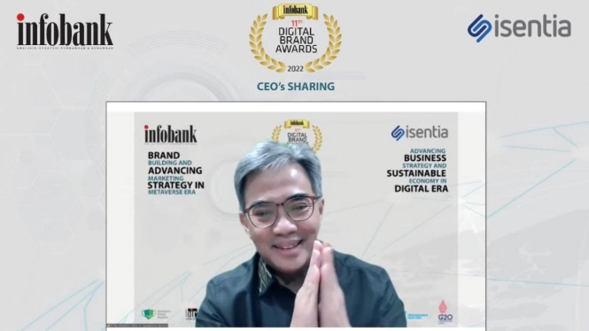 Direktur Operasional bank bjb Tedi Setiawan saat menerima 7 penghargaan dalam ajang 11th Infobank Digital Brand Awards secara virtual, pada Kamis 7 April 2022.