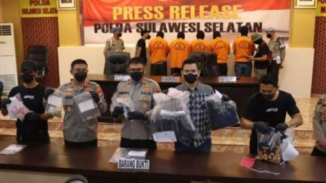 Polrestabes Makassar Gelar Jumpa Pers Penembakan Maut Petugas Dishub Makassar.