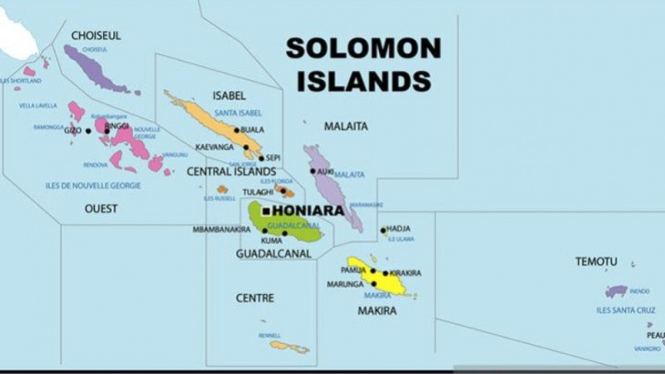 Peta Kepulauan Solomon.
