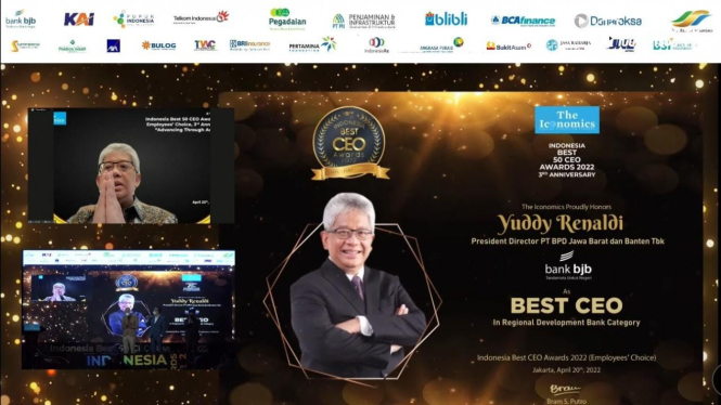 Dirut bank bjb Yuddy Renaldi Raih Indonesia Best CEO Awards 2022.