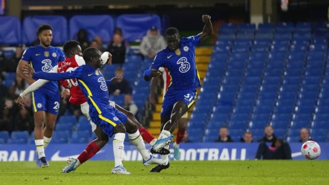 Eddie Nketiah saat Arsenal menghadapi Chelsea