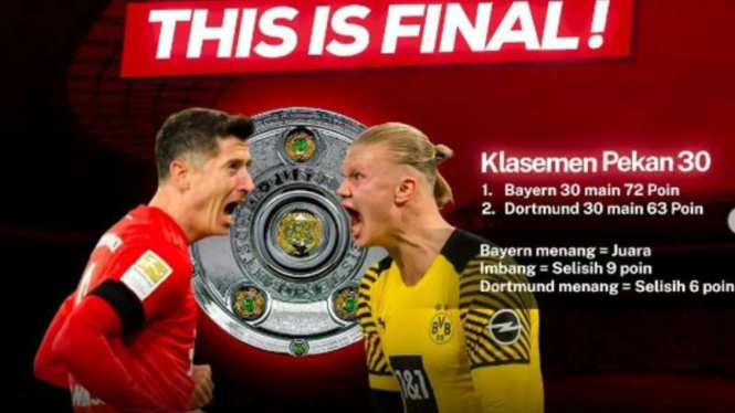 Duel Bayern Munich vs Borussia Dortmund live di tvOne