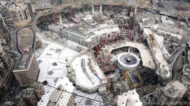 Air Masje Air Photo (2015). Tribune Tawaf se establece temporalmente alrededor de Kaoba
