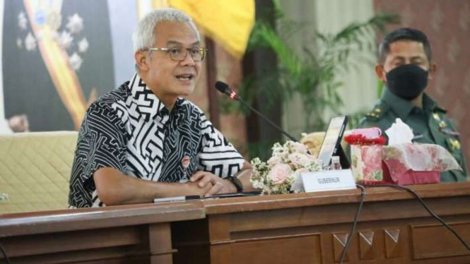 Gubernur Ganjar Pranowo saat Rapat Forkopimda, Rabu, 27 April 2022.