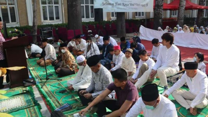 Suasana Salat Id di KBRI Beijing, China