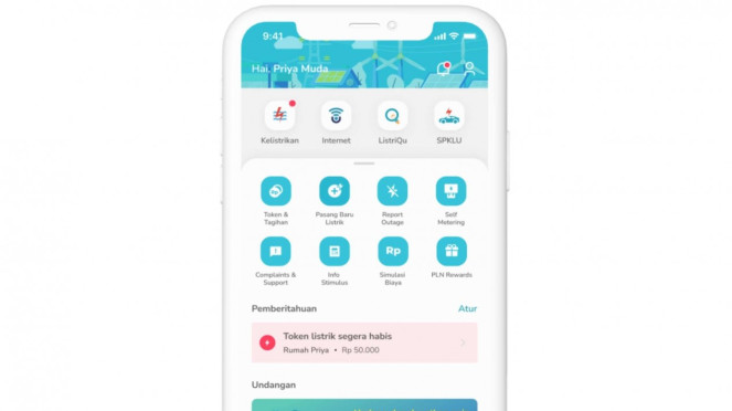 Tampilan aplikasi PLN Mobile