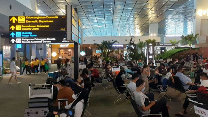Suasana di Bandara Soekarno Hatta, Tangerang.
