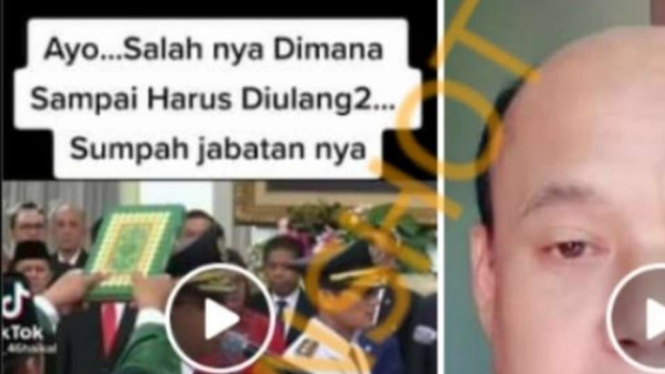 Tangkapan layar (screenshot) sebuah rekaman video yang menampilkan momen pelantikan dan pengambilan sumpah jabatan Gubernur DKI Jakarta Anies Baswedan dan dalam video itu disebutkan bahwa Anies mengulang-ulang kalimat sumpah.