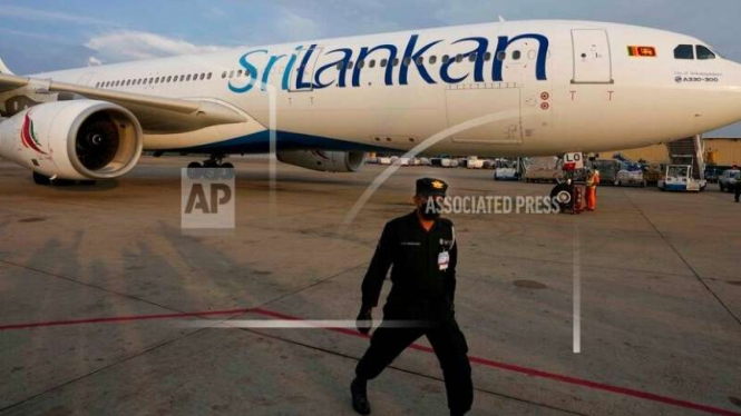 Pesawat maskapai Srilankan Air diparkir di Colombo, Sri Lanka Airlines