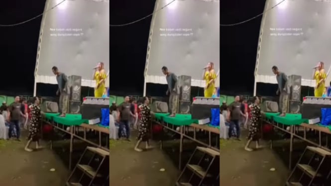 Viral istri paksa suami turun dari panggung hiburan saat bernyanyi bersama biduan