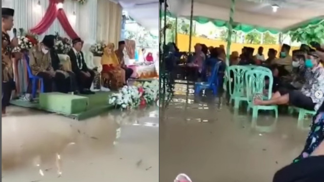 Viral Video Banjir Menggenangi Acara Pernikahan