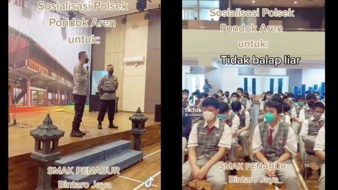 polisi memberikan sosialisasi di SMAK Penabur