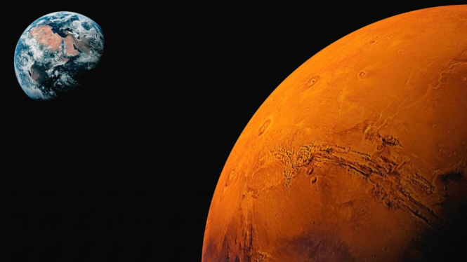 Planet Mars dan Bumi.