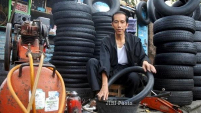 Jokowi jadi tukang tambal ban