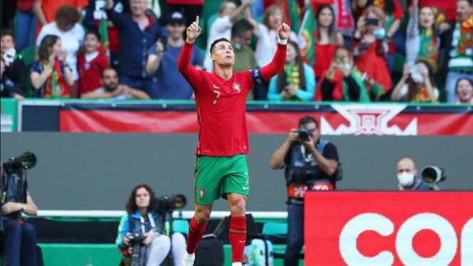 Megabintang Timnas Portugal, Cristiano Ronaldo. 