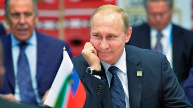 Presiden Putin di pertemuan BRICS tahun 2015 di Rusia