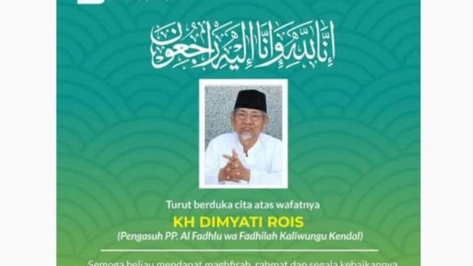 Ketua Dewan Syuro DPP PKB KH Dimyati Rois meninggal dunia.