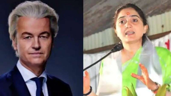Politikus Belanda Geert Wilders (kiri) dan Politikus BJP Nupur Sharma 