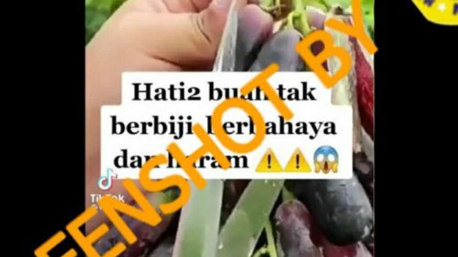 Sebuah akun Facebook mengunggah video yang menyatakan bahwa buah tanpa biji hasil rekayasa genetik dapat menyebabkan dampak berbahaya bagi kesehatan manusia.