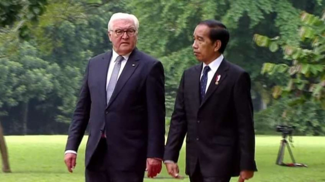 Presiden Joko Widodo bersama Presiden Jerman Frank-Walter Steinmeier.