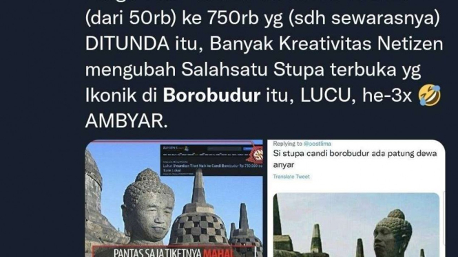 Cuitan Twitter Roy Suryo soal stupa mirip Jokowi.