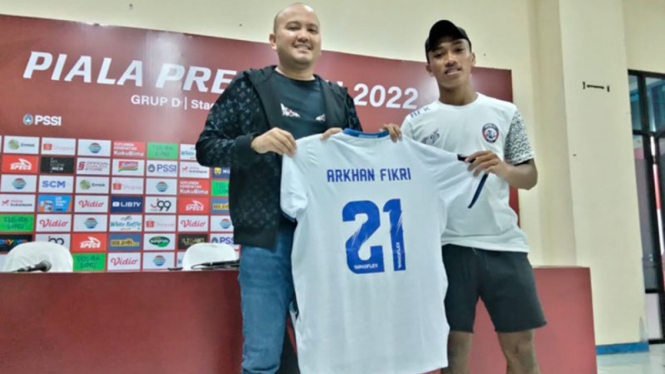 Pemain Timnas Indonesia U-19 Arkhan Fikri diperkenalkan Arema FC