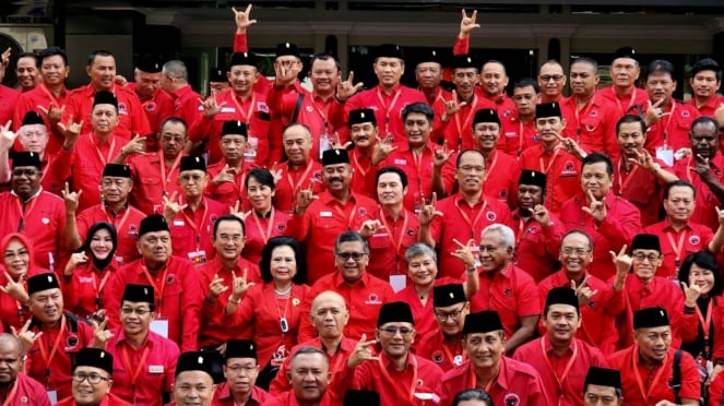 Kader PDIP saat rakornas di gedung sekolah PDIP, Lenteng Agung.