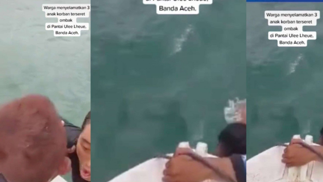 Tiga Anak terseret Ombak Aceh