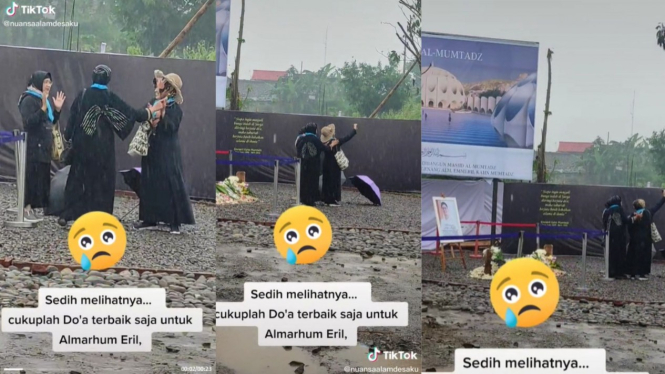 Tangkap layar, cuplikan video viral emak-emak berswafoto di makan Eril